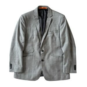 Ben Sherman Gray Windowpane Wool Blazer Men 40S W33 Modern Fit Sport Coat Formal